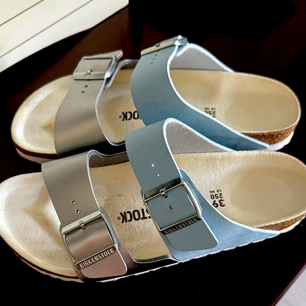 Birkenstock Two-Tone blue & silver Sandals